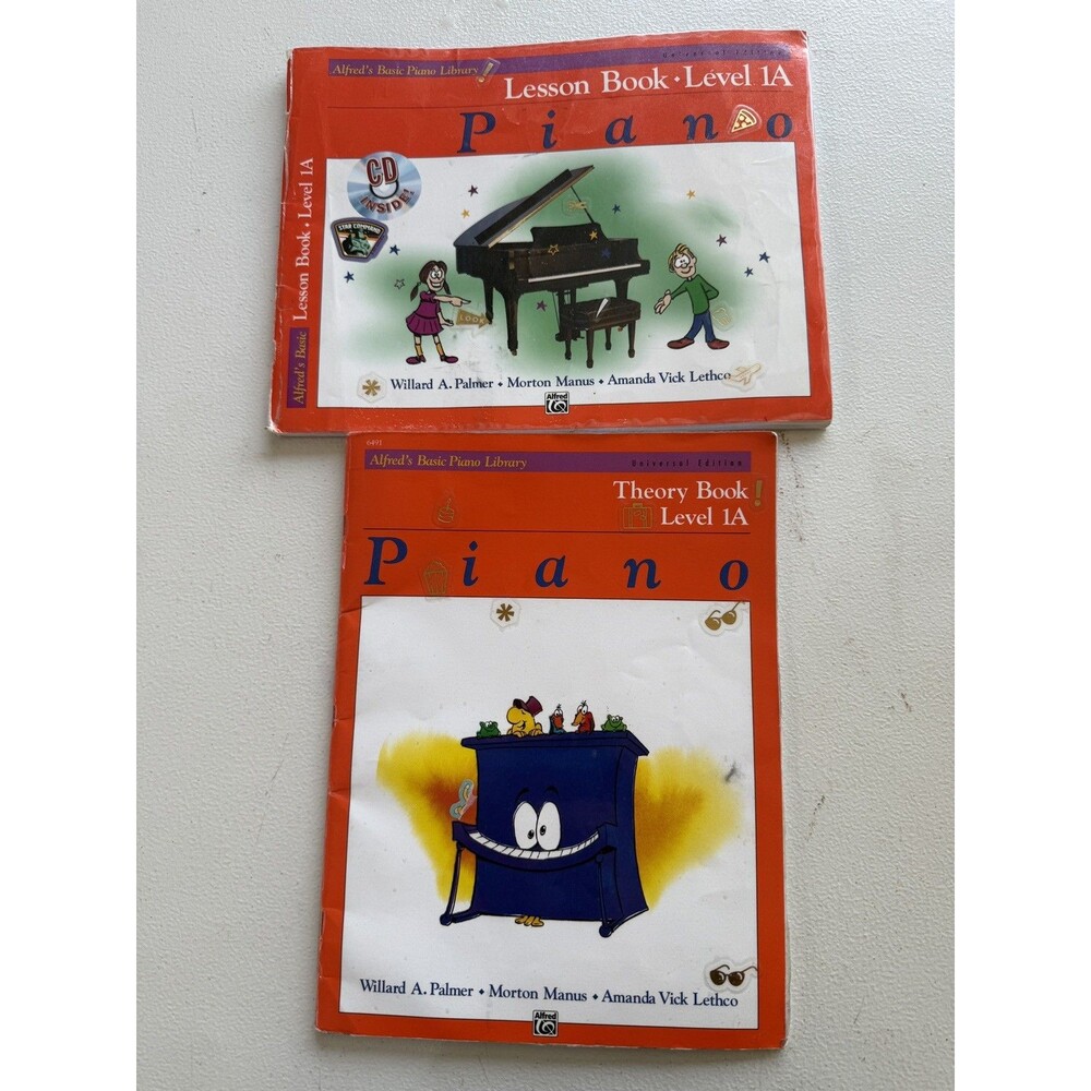 Alfred's Basic Piano Library Level 1A Lesson & Theory Books Set Lot of 2
